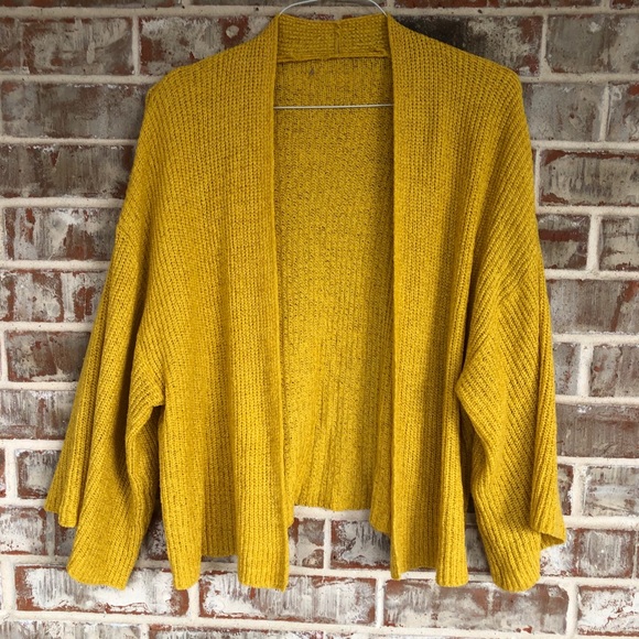 Anthropologie Cropped Knit Kimono Marigold Sweater - Picture 4 of 13
